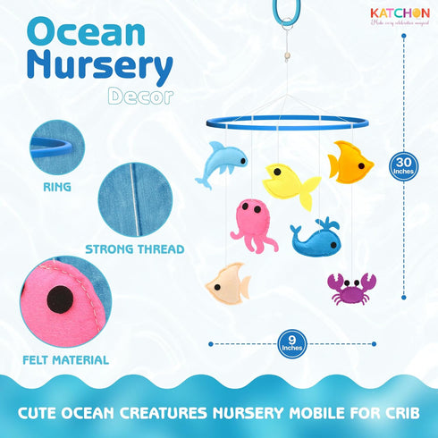 KatchOn, Baby Crib Mobile for Boys and Girls | Ocean Nursery Theme Mobile for Crib | Ocean Theme Decor | Brithday, Baby