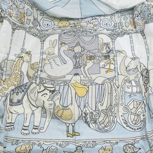 HGHG New Carousel Swaddles, Soft Baby Muslin Swaddle Blanket, Carousel Blue