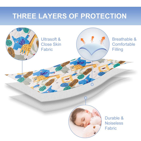 Pack 1''-3'' 39"x27", TILLYOU and Play Sheet - Soft Quilted Crib Cover Pad, Toddlers Mattress Protector with Deep