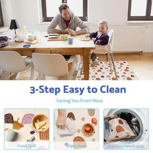 50.4 50.4 Inch Blissful Diary Baby Splat Mat for Under High Chair, x Wipeable Splash Mat, Waterproof and Washable