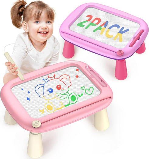 Officygnet Toddler Toys for 1 2 3 Year Old Girls, 2 Pack Magnetic Drawing Board, Doodle Board for Learning