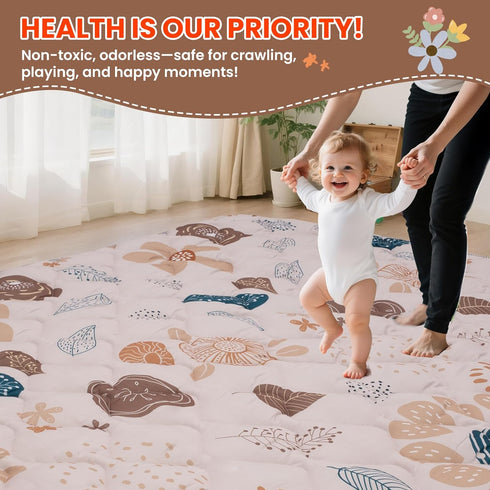 Floor,71x59 Inch Baby Play Mat for Soft Padding Crawling Mat for Playpen, Foldable and Machine Washable, Thick