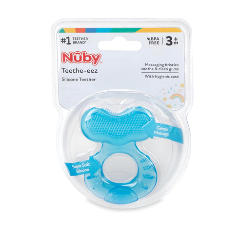 Nuby Silicone Teether with Hygienic Case - Colors Vary