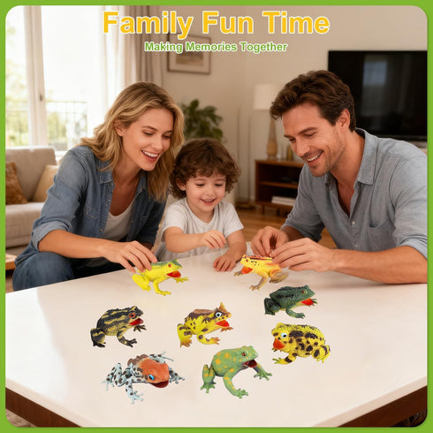 8pcs JOKFEICE Realistic Soft Frog Toys - Large Floating Squeaking Tree Frog Figurines for Science Projects, Educational
