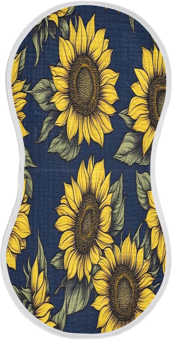 YETTASBIN Sunflowers Muslin Baby Burp Cloth, Super Soft Absorbent Cotton Burp Rag Baby