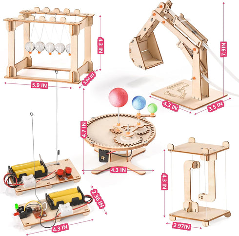 STEM Science Kits for Kids Ages 8-12, Wood Crafts Building Kits for Boys 6-8, Science Experiment Projects, Wooden