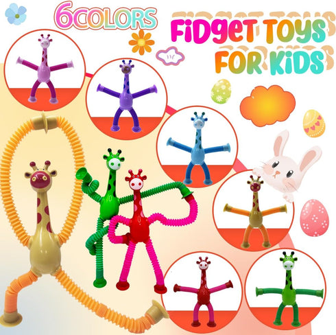 xinkentoo (6PC Telescopic Suction Cup Toy, Pop Tube Sensory Fidget Toys for Autism, Airplane Travel Essentials