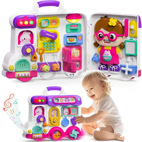 VOILBTOY Busy Board for 1-2 Year Old Girl Gift,Musical Toys for Toddlers 1-3