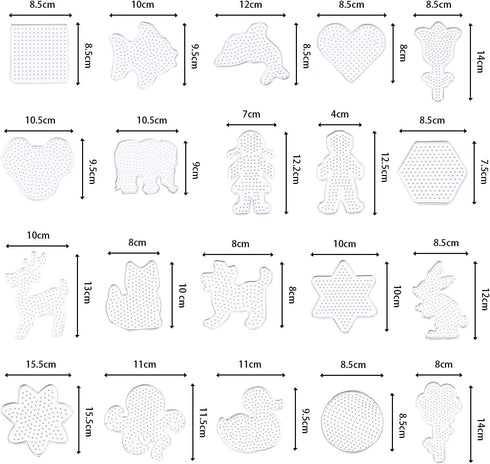 20 Pieces Clear Animal Shape Plastic Pegboards with 20 Colorful Cards for Kids DIY Craft Beads