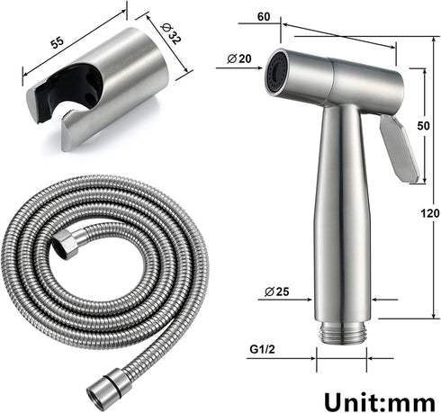OJJBAVKFQ Set HandheldSprayer Quality Stainless Steel Supercharge Cloth Diaper Sprayer BrushedSprayer with Stainless