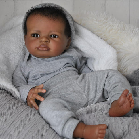 20 Inch 3 WOOROY Realistic Reborn Baby Dolls Black Boy, African American Newborn Boy Doll, Lifelike Weighted Soft Body