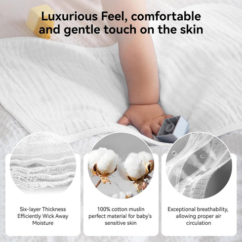 Synrroe Muslin Burp Cloths 4 Pack - Large 20" by 10", 100% Cotton, Extra Absorbent and Soft