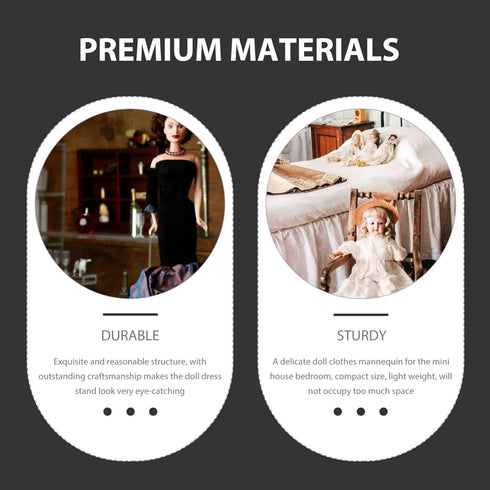 Doll Cloth Form 6Pcs Mannequin Dress Display Stand for Doll Clothes, Black Plastic Mini Gown Holder