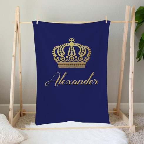 UnoCo Personalized Baby Boy Blanket, Prince Baby Blanket, Prince Crib Bedding, Boy Crib