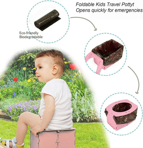 VUFVOID Travel Potty for Kids, Reusable Portable Folding Potty for Toddler, Travel Foldable Toilet for Travel Outdoor