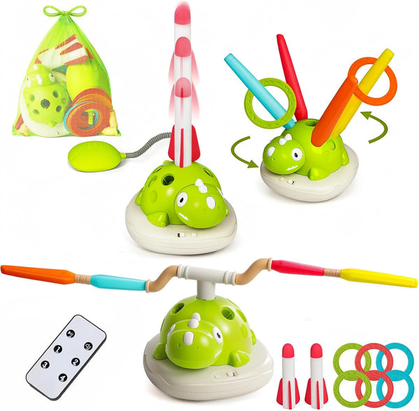 SCMAO 3 in 1 Musical Jump, Toss Ring Game and Stomping Launch Rocket