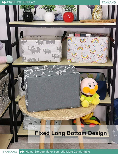 FANKANG Storage Basket, Nursery Hamper Canvas Laundry Basket with Waterproof PE Coating, Foldable for Office, Bedroom,
