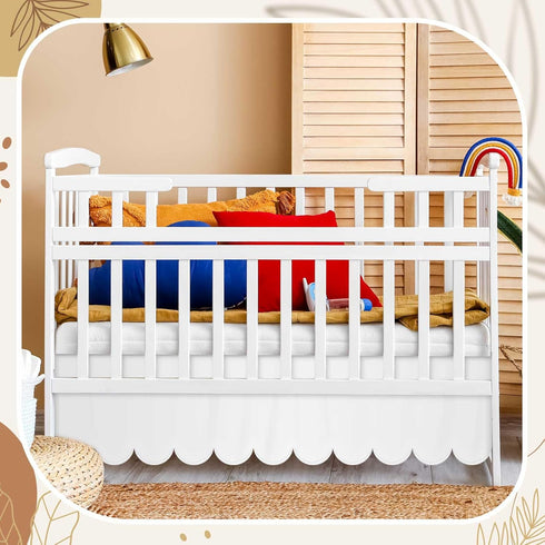 Linens Limited 100% 24"x 38" 10" Inch 4 Microfiber Scalloped Mini Crib Skirt with Drop Lenght with Split Corners