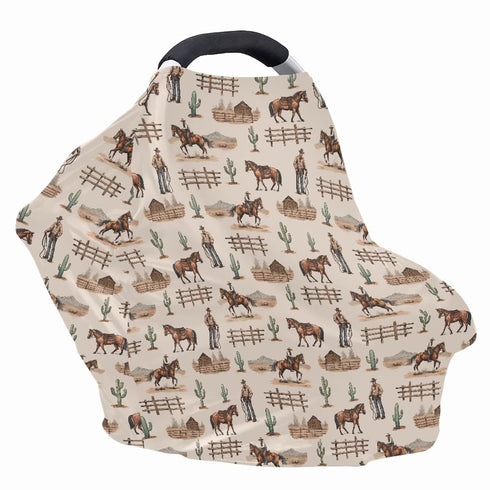 Car Seat Cover Baby Car Cover Western Cowboy Breastfeeding Cover Stretchy Scarf Infant Carseat Canopy for Stroller,High