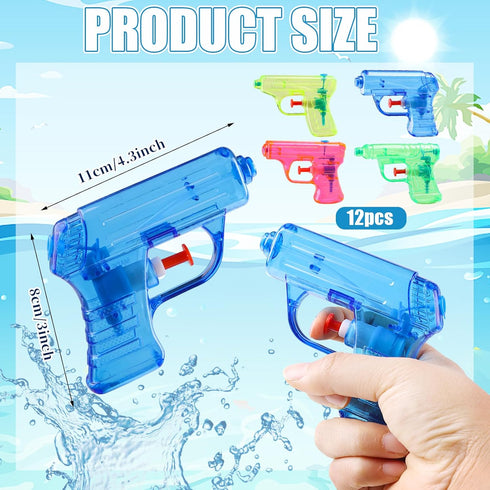 CCINEE 12 Pack Mini Water Guns, Squirt Gun Toy for Kids, Plastic Blasters for Summer Outdoor Games, 4 Colors