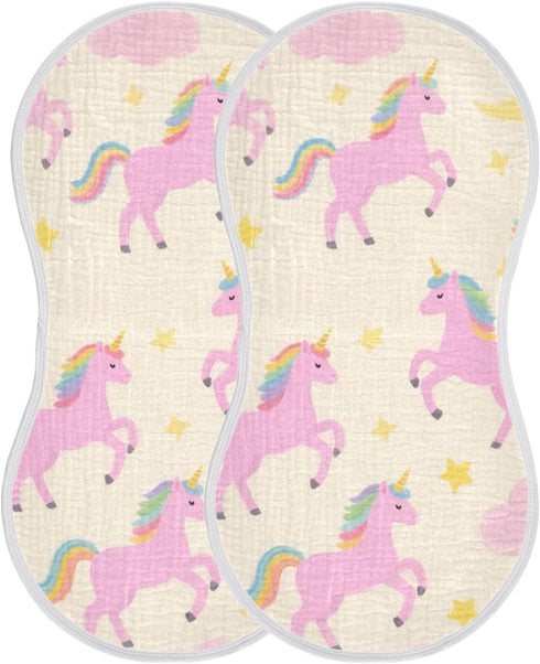 tplaotee 22x11in Cute Cartoon Pink Rainbow Unicorns Cotton burping Cloths Soft and Absorbent? Baby wash Cloth