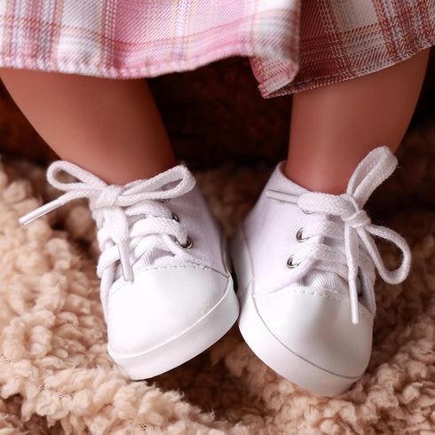 17-22 Inch BABESIDE Reborn Baby Doll Shoes, Baby Doll Accessories Doll Canvas Shoes with Laces for Realistic Babydolls
