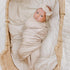 Konssy Baby Girl Newborn Receiving Blanket with Headband Set - Baby Swaddle Wrap (Oat)