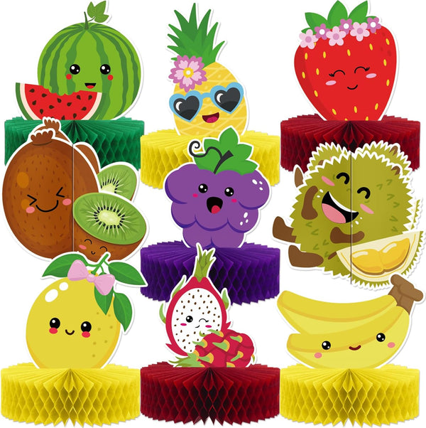 9 Pieces Hawaiian Fruit Party Decorations, Table Centerpieces for 1st Birthday Summer Luau Baby Shower