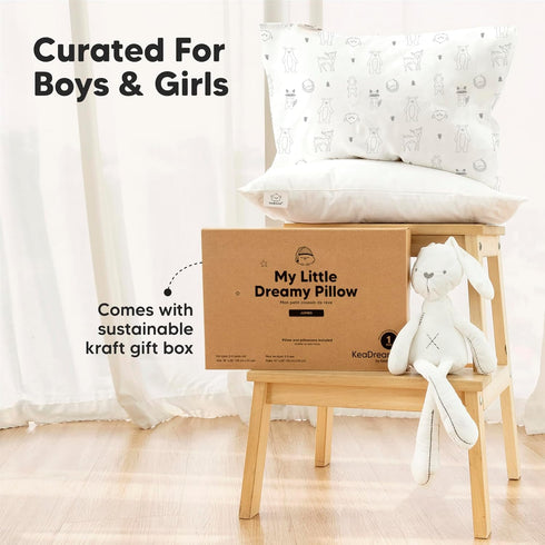 14X20 Set KeaBabies Toddler Pillow with Pillowcase, Jumbo - Soft Organic Cotton Toddler Pillows for Sleeping - Machine