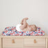 American Flag Blue Red Floral Diaper Changing Pad Covers, 32''x16'' Patriotic for Boy Girl, Soft Breathable Sheets
