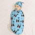 Set Cute Boston Terrier Puppy Newborn Swaddle Blanket with Beanie Soft Baby Sleep Sack Stretch Adjustable Swaddle Wraps