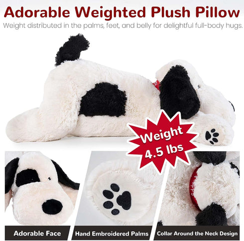 meowtastic Black & White Dog Weighted Stuffed Animals, 22 Inch 4.5 Pounds Plush Dog Stuffed Animals