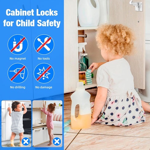 Countertop Overhangs(10 Pack) TOWODE Cabinet Locks Baby Proofing Cabinets Locks Child Safety Baby Proof Drawer Locks No