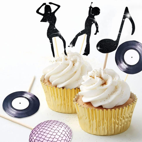 LaVenty 70's Disco Cupcake Topper, Cake Decoration for Saturday Night Fever Party