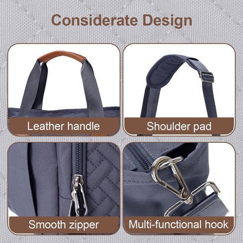 16 Inch 3 FHELAD Diaper Bag Tote, with Laptop Compartment and cooler Pocket Ideal for Boy (Dark Gray)