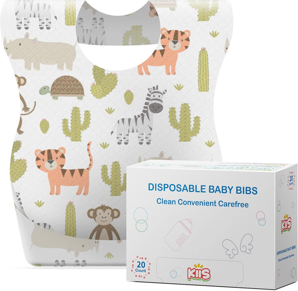 KIIS Disposable Baby Bibs for Travel - Paper Bibs for Infant, Toddlers