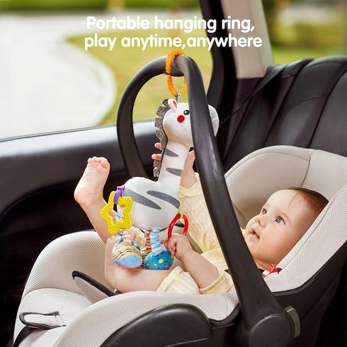 TUMAMA Baby Hanging Toys, Plush Animals Rattle Crinkle Squeaky Mobile Toys for 0-12 Months, Sensory Learning Gift