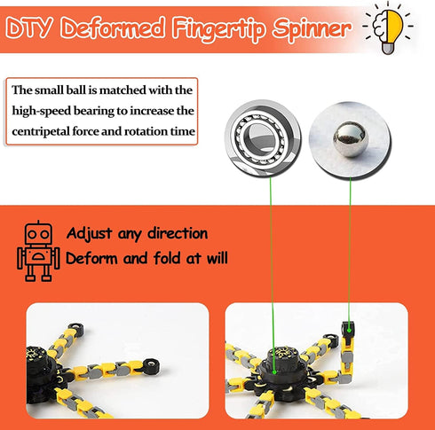 OAHCGNO S 16 Pack Funny Sensory Fidget Toys,Deformable Chain DIY Robot Spinners Stress Relief Gyro Toy Birthday Gifts