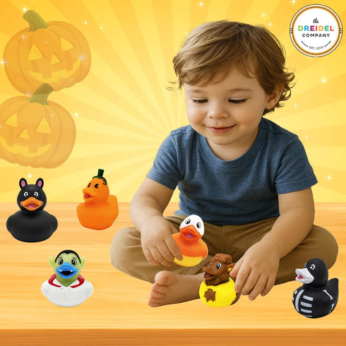 6-Pack Summer 2 Inches The Dreidel Company Halloween Rubber Duck Toy Duckies for Jeeping, Fun Bath Birthday Gifts Baby