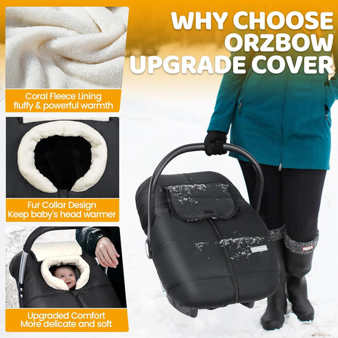 Orzbow Car Seat Cover Baby, Carseat Covers Baby for Infant Boys & Girls, Coral Fleece Winter Car Seat Cover with Collar