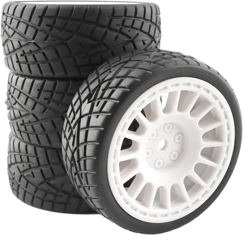 4PCS 12mm Hub Wheels Tires Set for 1:10 1:12 1:16 Off Road RC Cars, Rubber Tires Set for HSP 94122 94123 94103 3850