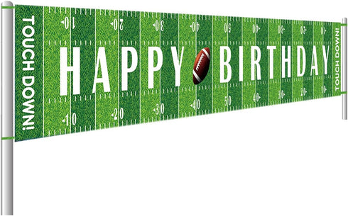 Large Football Happy Birthday Party Banner, Game Day Sports Party Decorations, 9.8 x 1.6 feet