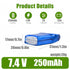 25C 250mAh 7.4V Lithium Battery for Orlandoo Hunter 1:35 RC Truck Jeep Toy with JST Plug & 2S USB Charging Cable