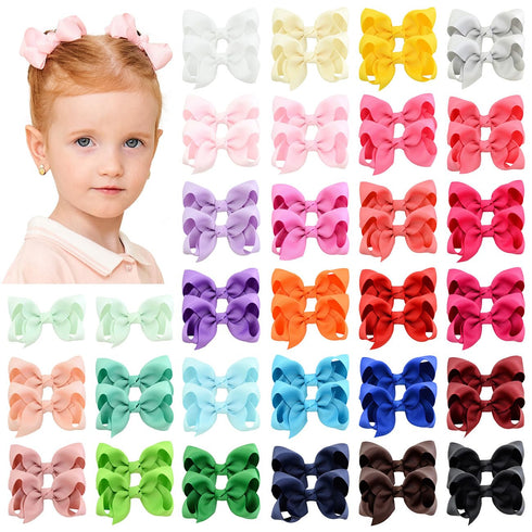 58pcs 3 Inches Grosgrain Ribbon Pinwheel Hair Bows, Alligator Clips Accessories for Baby Girls Kids