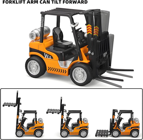 NOVAFUSION 3 Forklift Toys for Kids Construction Truck Forklift,Metal DieCast Forklift Toy,Pull Back Fork Lift Toy