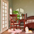 iLAND Vintage Dollhouse Furniture Set, 1/12 Scale Mahogany Bedroom Furniture, 7pcs Including Bed & Mirror
