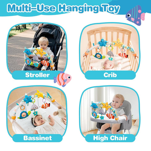 0-6-12 Jollybaby Musical Bassinet Stroller Crib Mobile Toy for Baby Months, Infant Clip On Arch Hanging Toy with Music