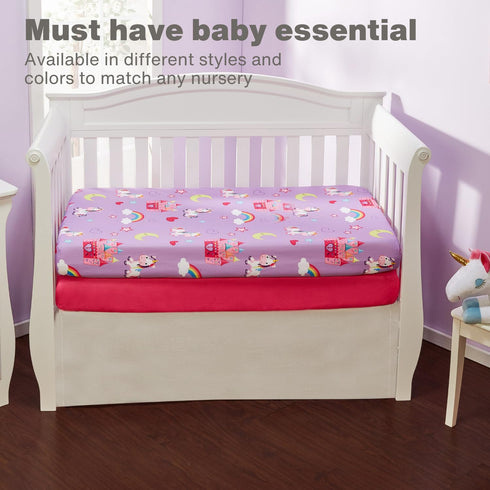 EVERYDAY KIDS 2 Pack Fitted Girls Crib Sheet, 100% Soft Breathable Microfiber, Fits Standard Crib Mattress