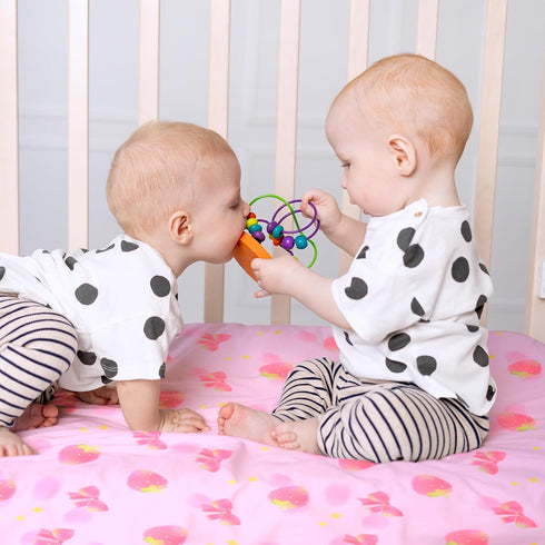 1 Pack UOMNY Crib Sheet,Strawberry Bow Crib Sheets Baby Sheet for Standard Crib and Toddler Mattresses Nursery Bedding