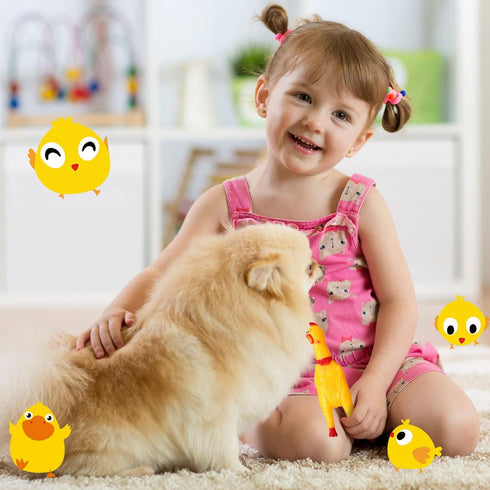 Honoson 50 6.3 Inch(Yellow) Pcs Rubber Chickens Squeak Screaming Chicken Novelty Bulk Dog Toys for Pets Dogs Adults